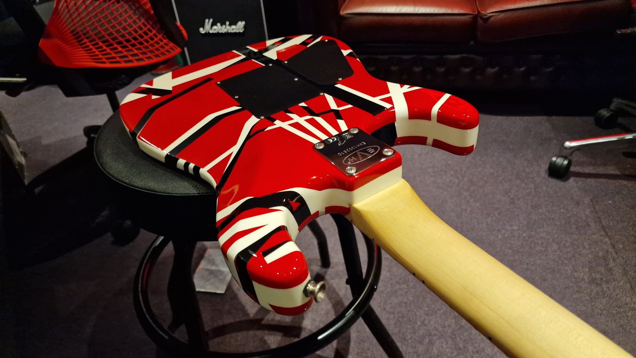 EVH Striped Series Red White Black Eddie Van Halen Signature Guitar – Essex  Recording Studios