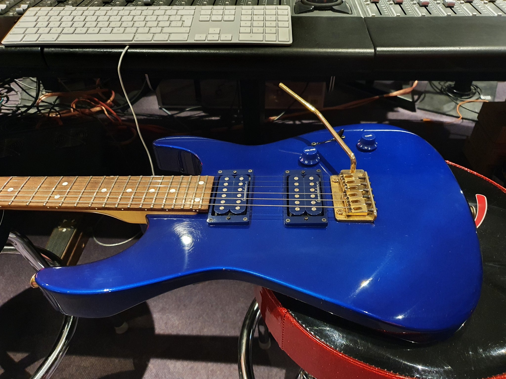 Grover Jackson Japanese Dinky San Dimas Style MIJ Strat Blue Gold Hardware