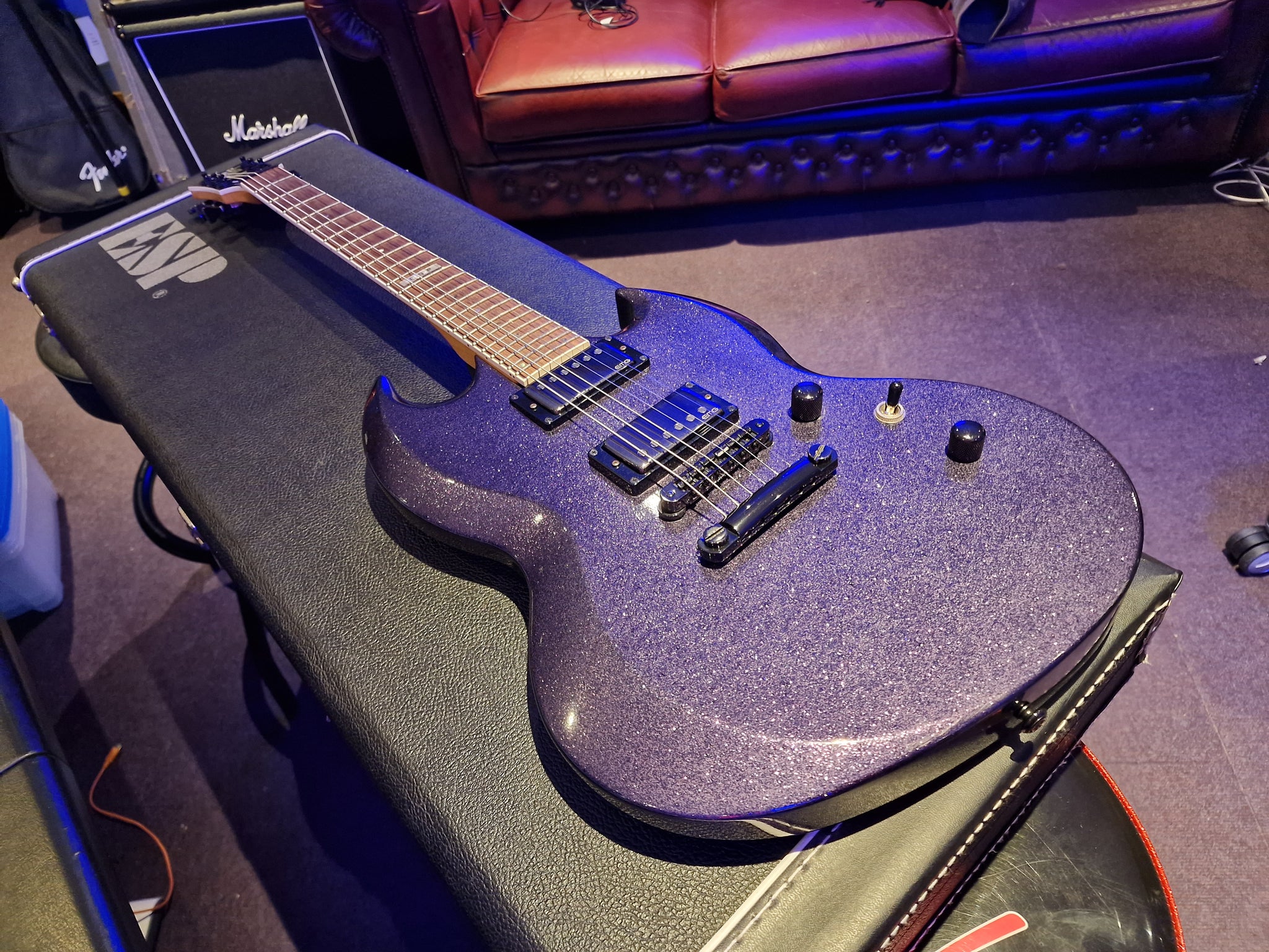 ESP Custom Shop Viper SG Silver Sparkle Guitar EMG James Hetfield 
